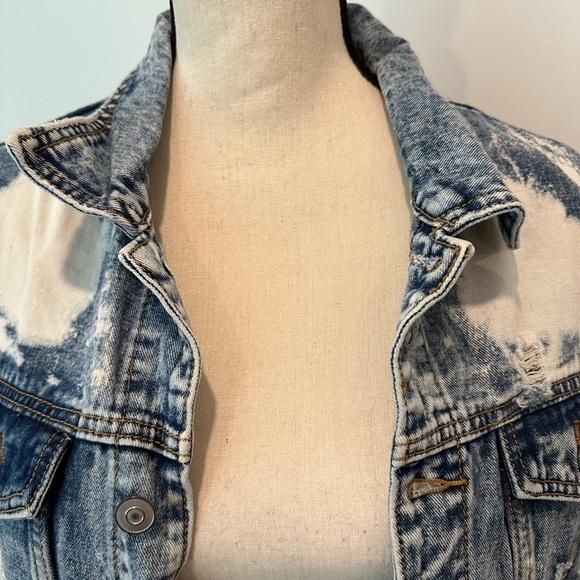 Urban Heritage Festival Acid Wash Distressed Jean Trucker 90s Style Jacket  M - Picture 2 of 12